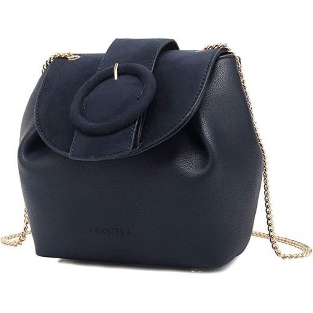 WREATHE Women Vegan Leather Shoulder Crossbody Bag Purse with Chain Strap - Blue